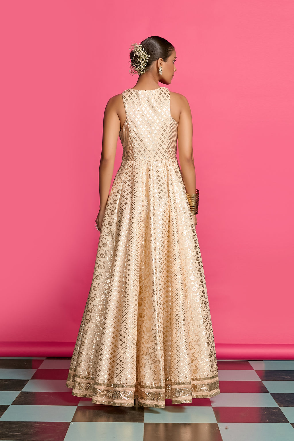 Vintage Rose Gold Anarkali Set