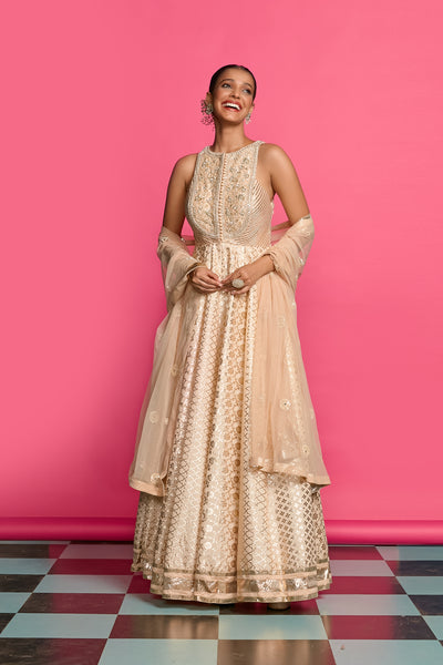 VINTAGE ROSE GOLD ANARKALI SET