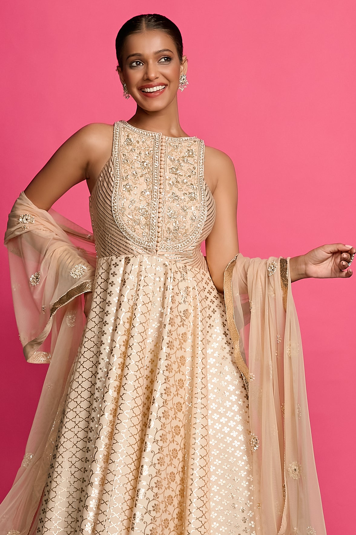 VINTAGE ROSE GOLD ANARKALI SET