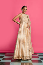 Vintage Rose Gold Anarkali Set