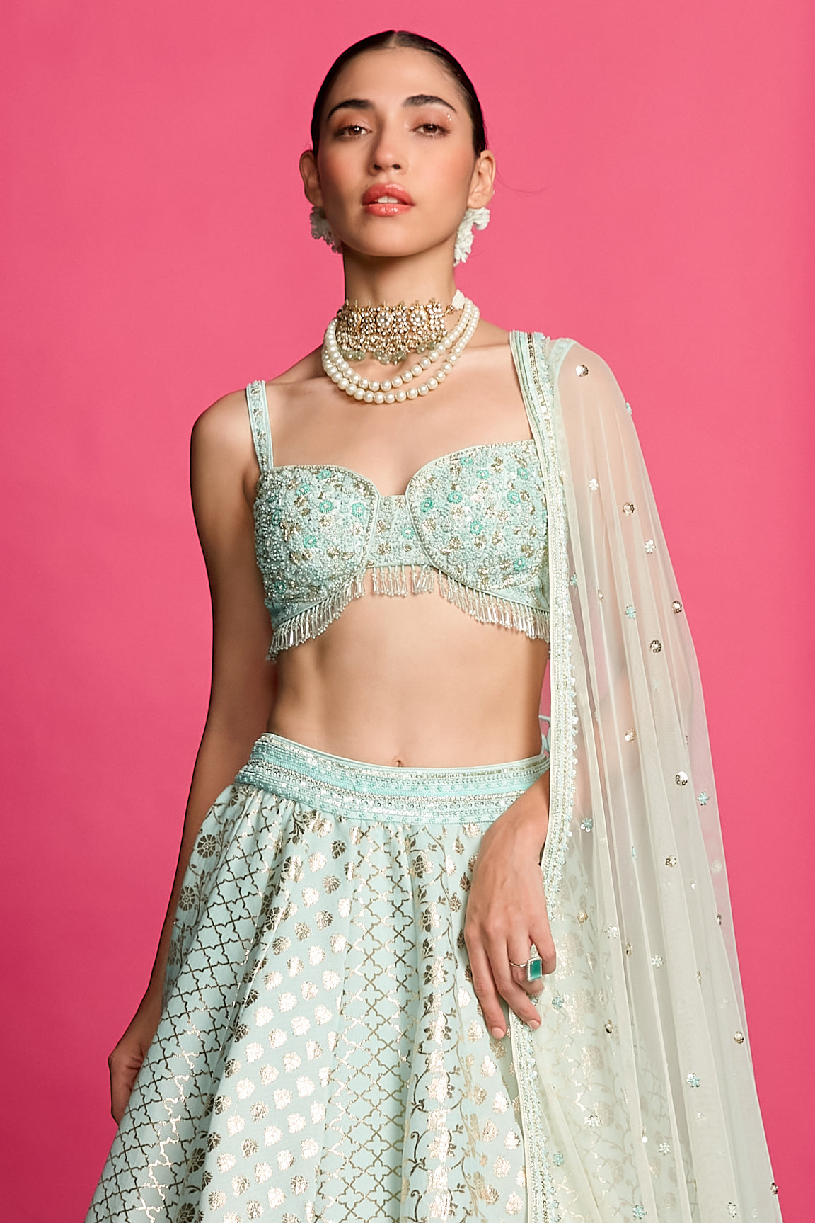 Blue Mirage Ombre Dyed Lehenga Set