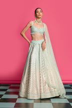 Blue Mirage Ombre Dyed Lehenga Set