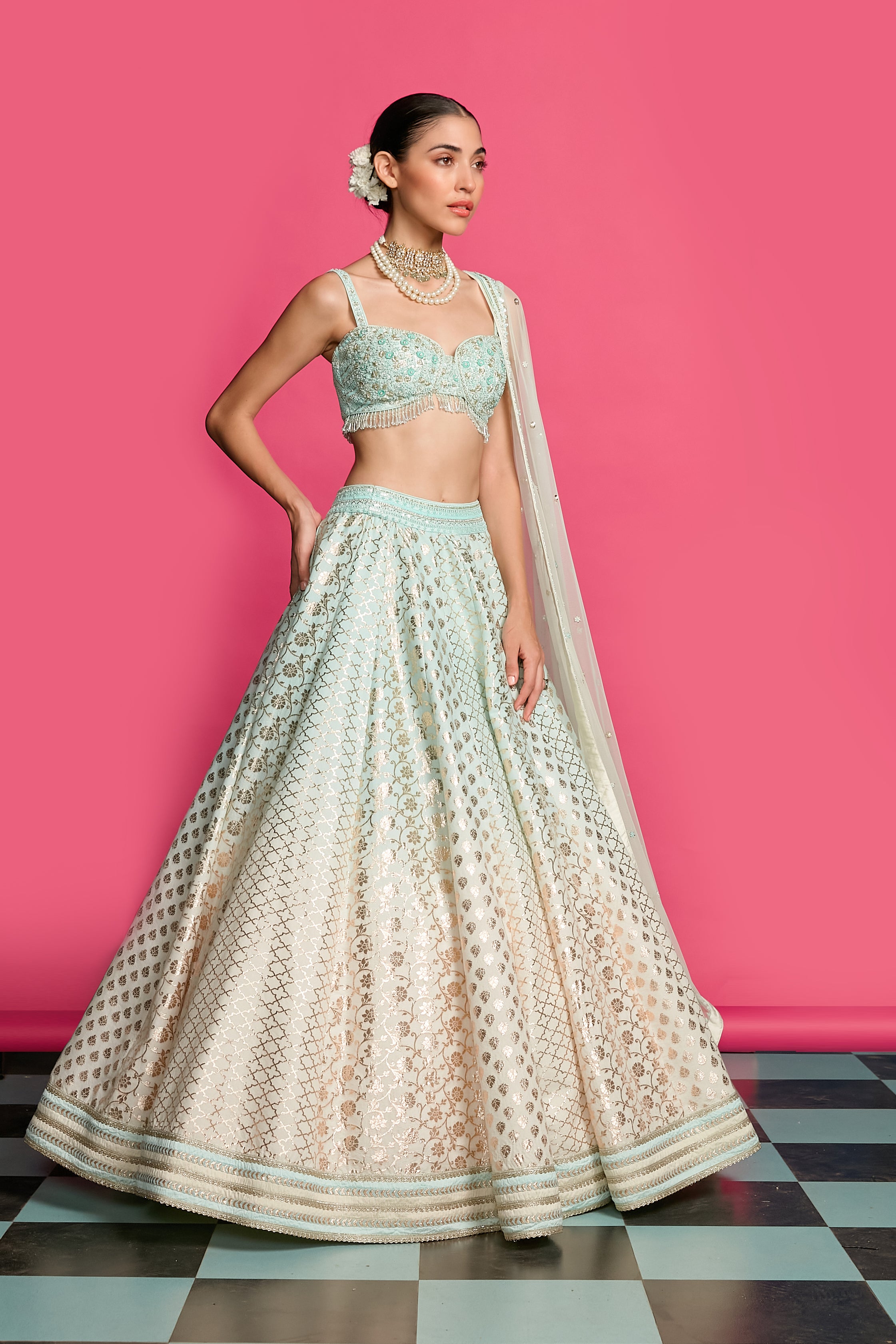 BLUE MIRAGE OMBRE DYED LEHENGA SET