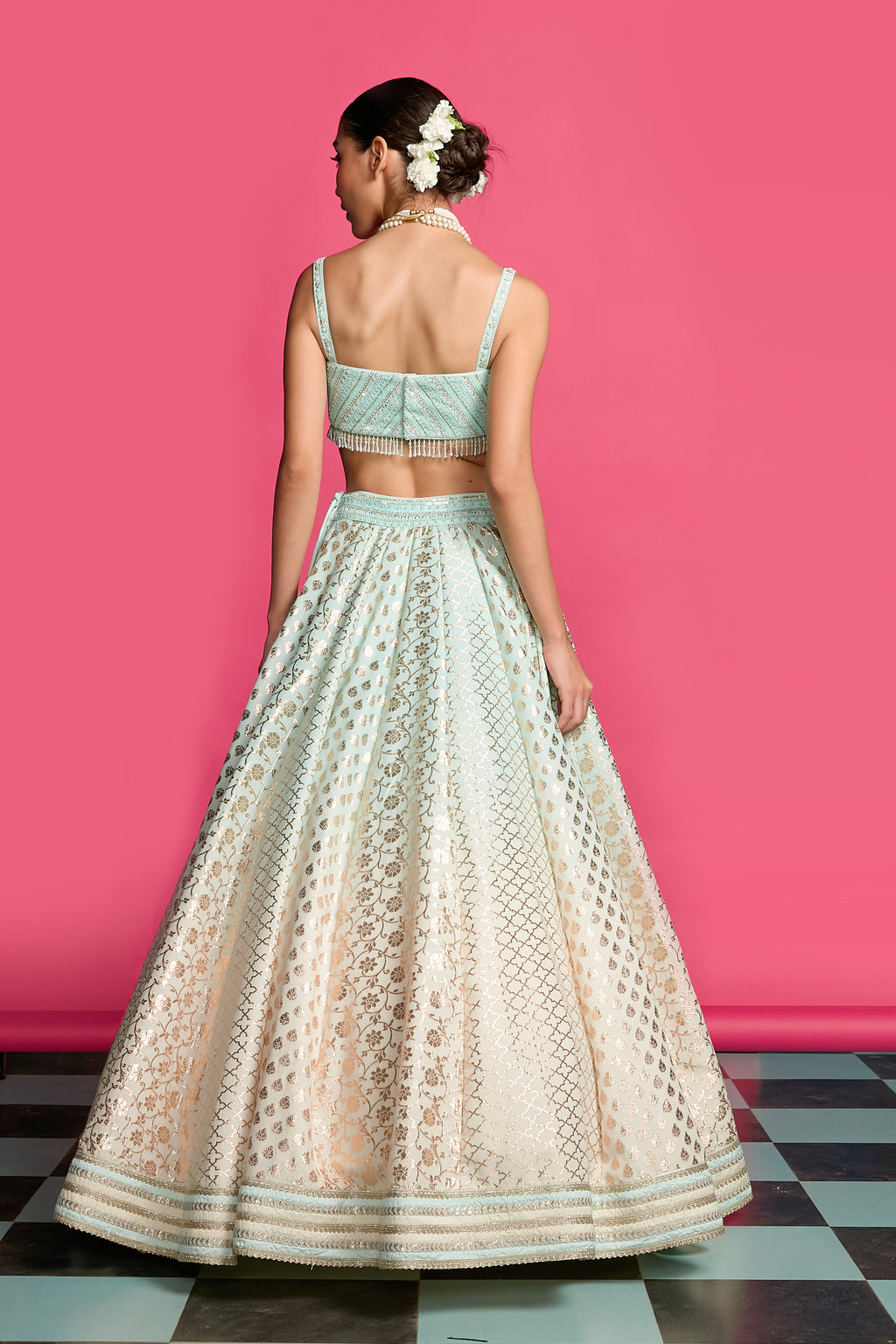Blue Mirage Ombre Dyed Lehenga Set