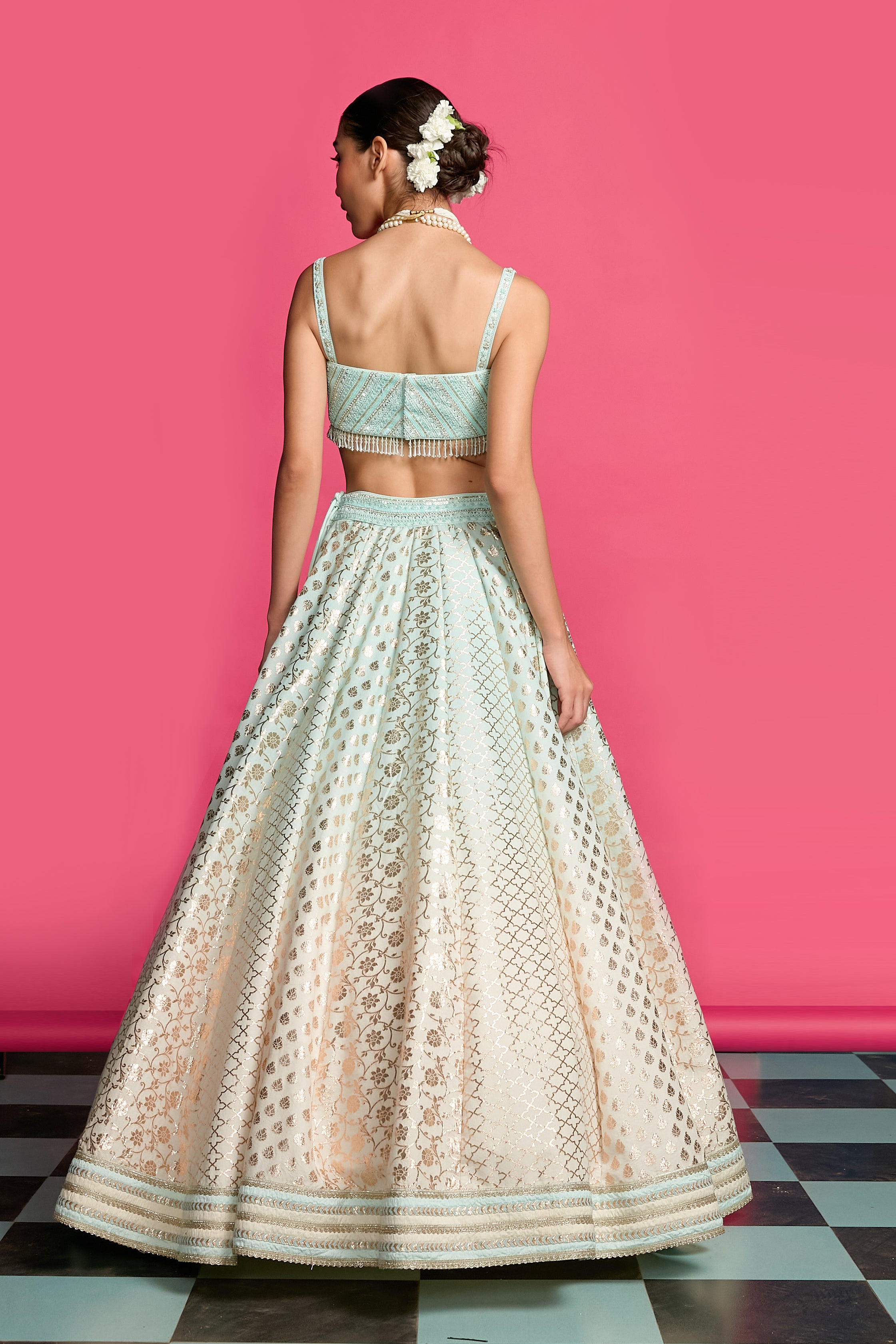 Blue Mirage Ombre Dyed Lehenga Set