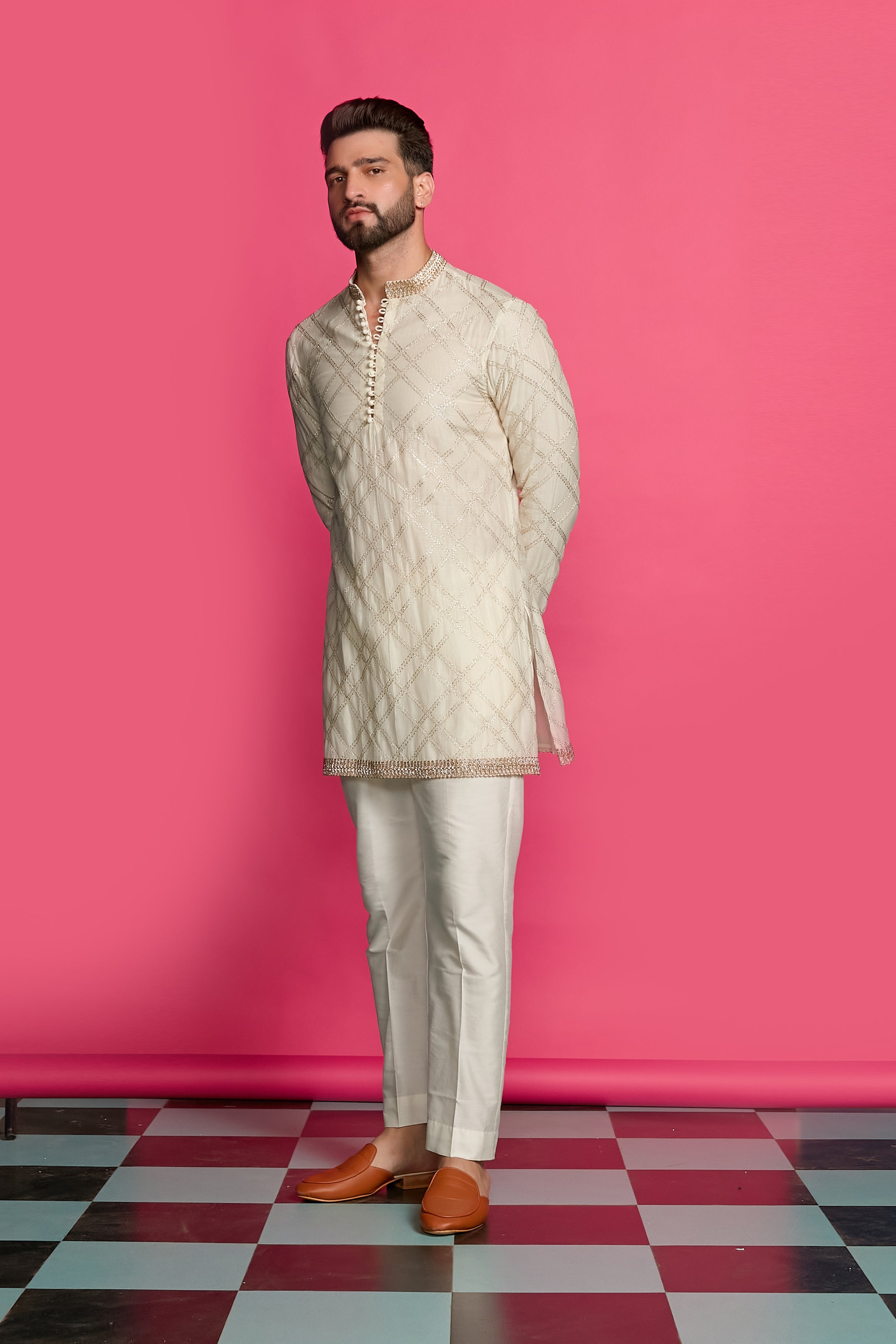 IVORY EDGE SHORT KURTA SET