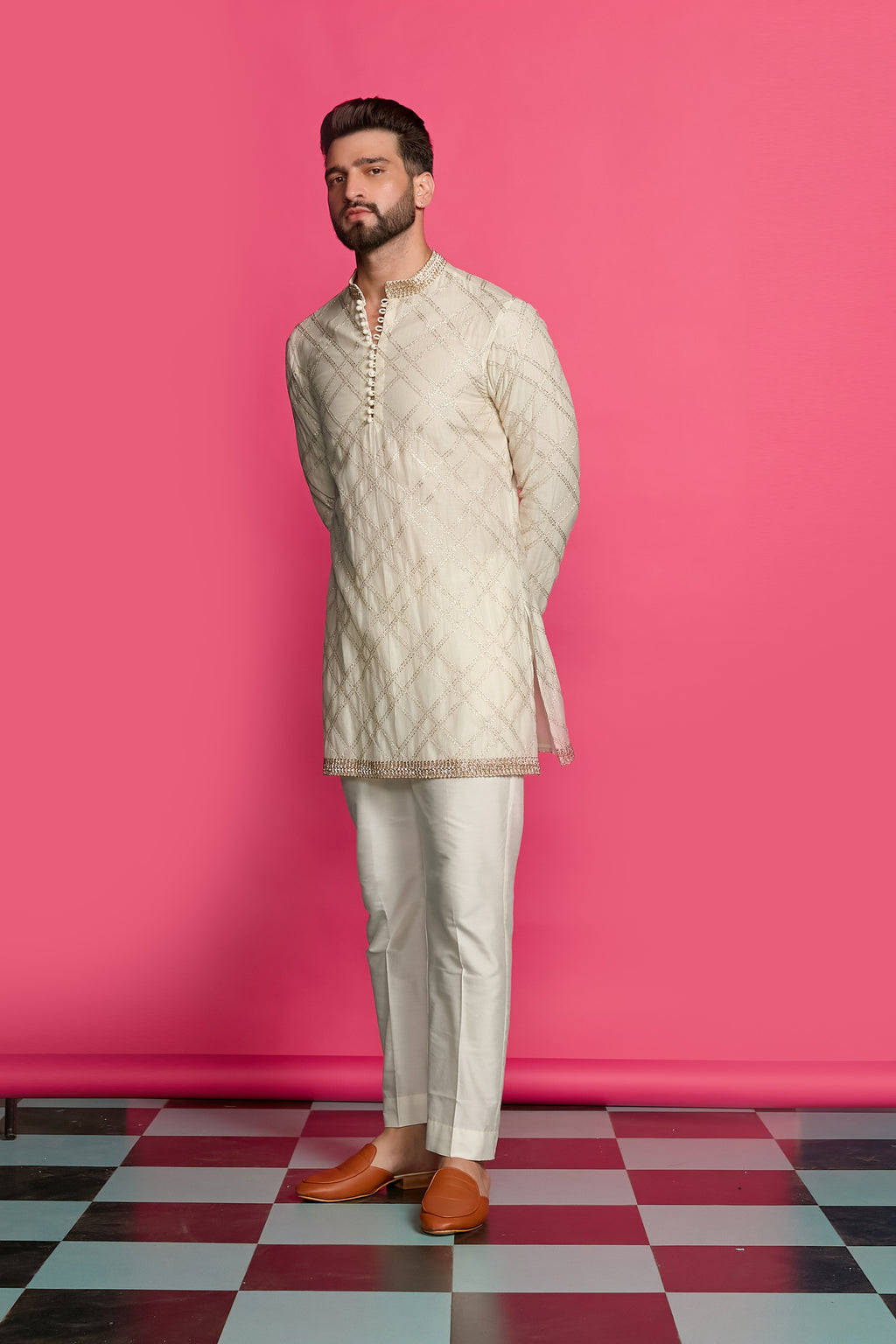 Ivory Edge Short Kurta Set