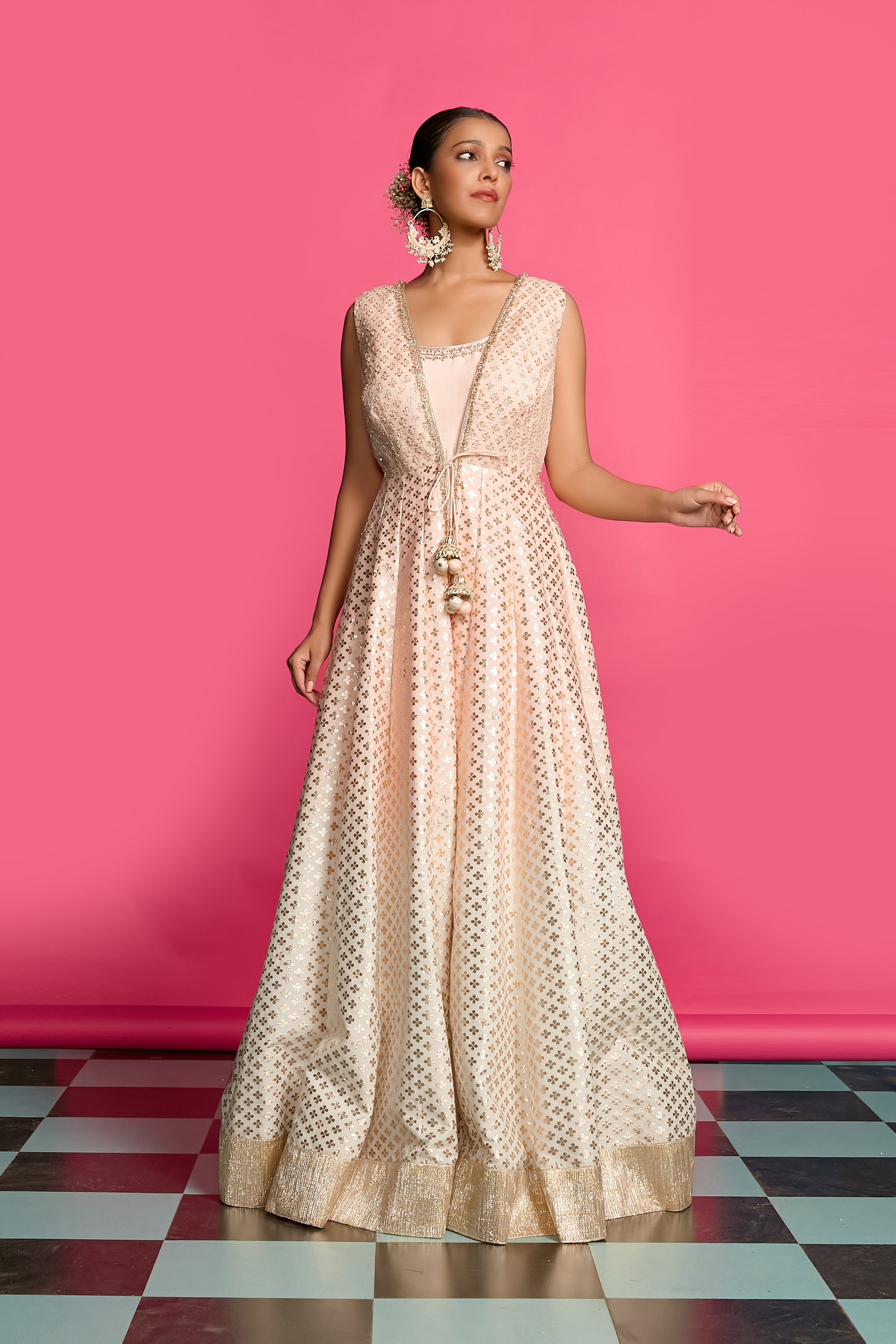 Blush Ombre Layered Anarkali Set