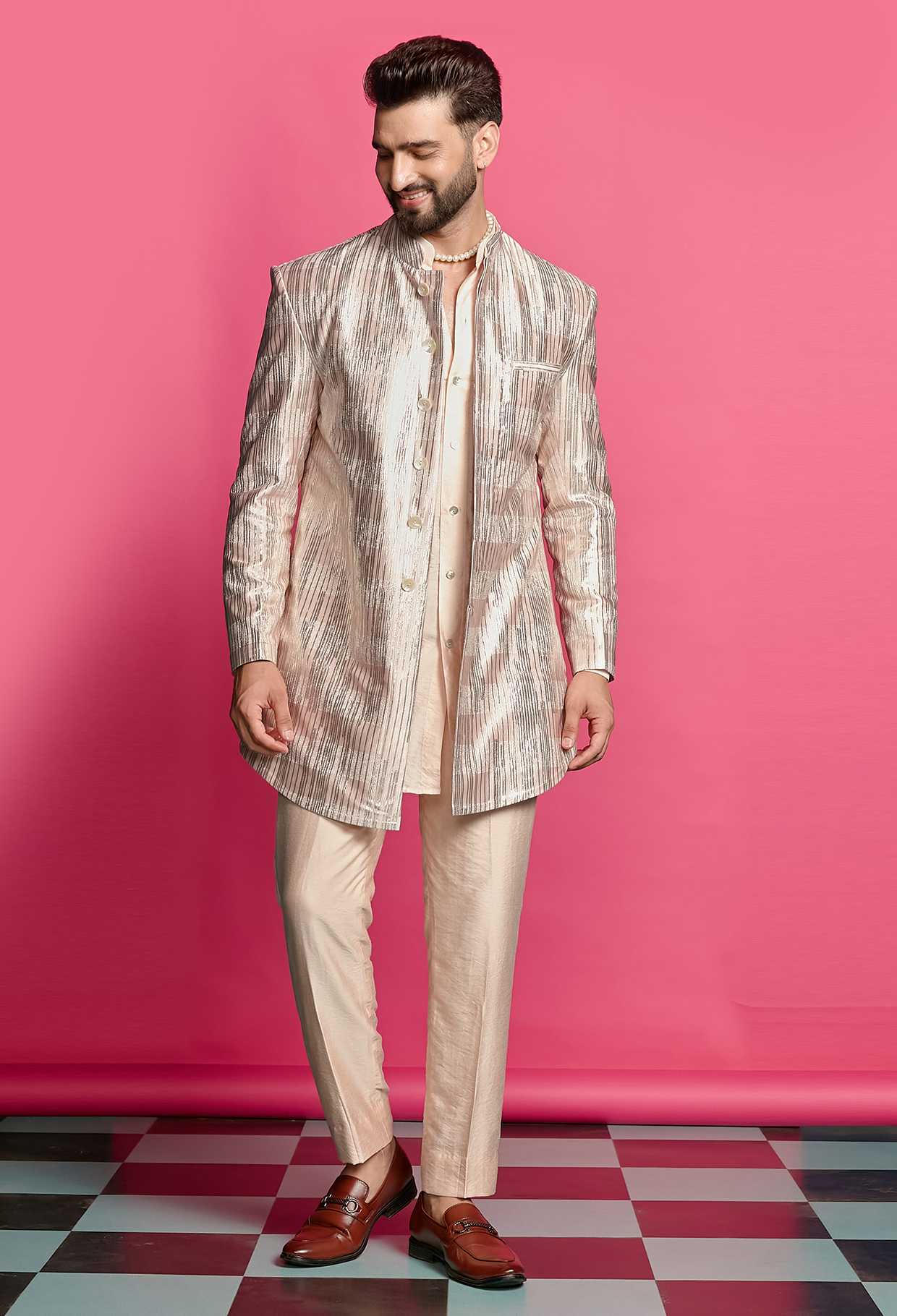 Shimmerveil Blush Pink Blazer Set
