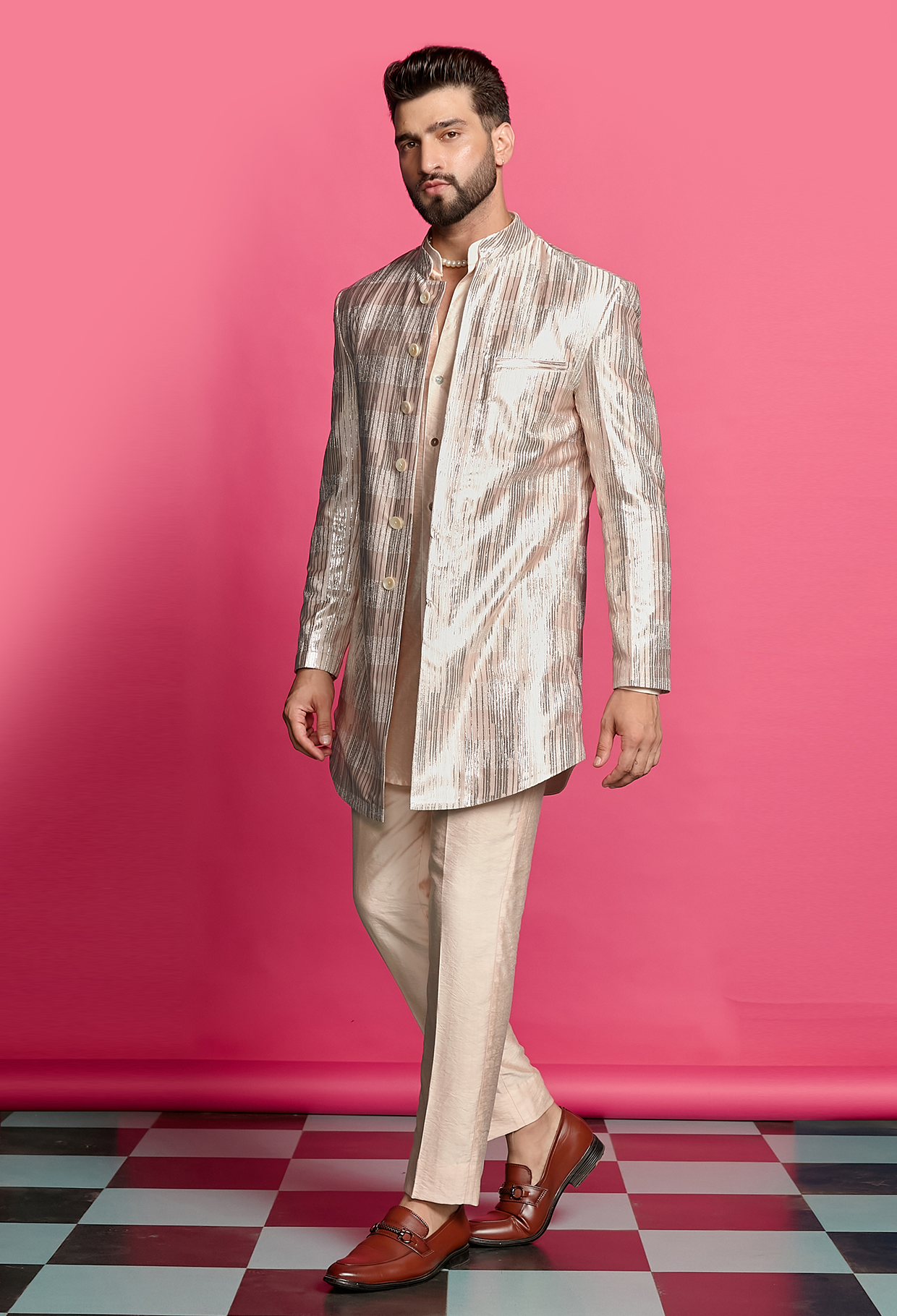 Shimmerveil Blush Pink Blazer Set