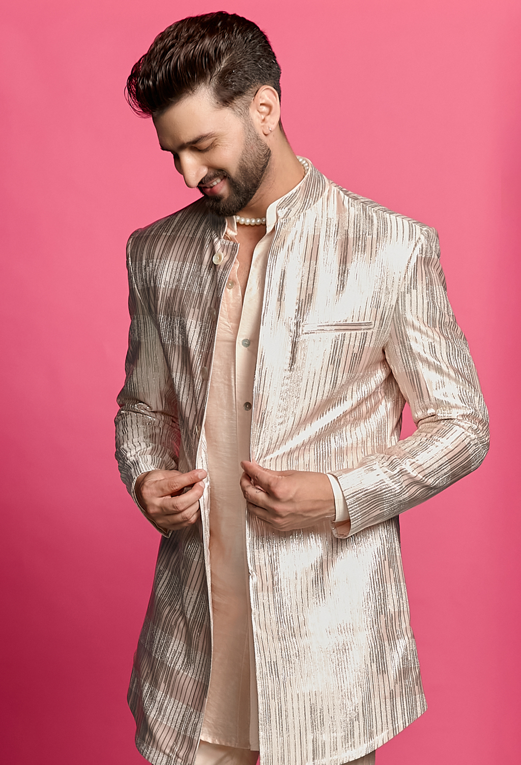 Shimmerveil Blush Pink Blazer Set