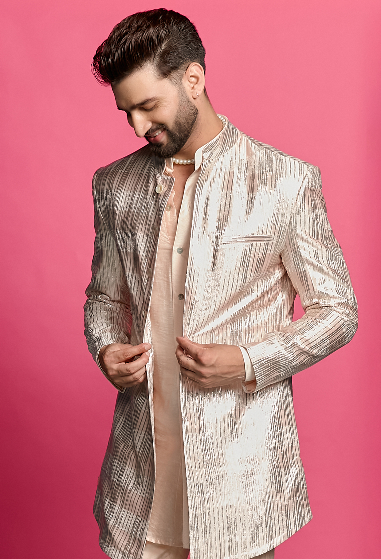 Shimmerveil Blush Pink Blazer Set
