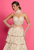 GOLD SHIMMER TIERED LEHENGA SET (Copy)