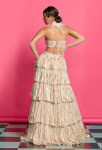 Gold Shimmer Tiered Lehenga Set