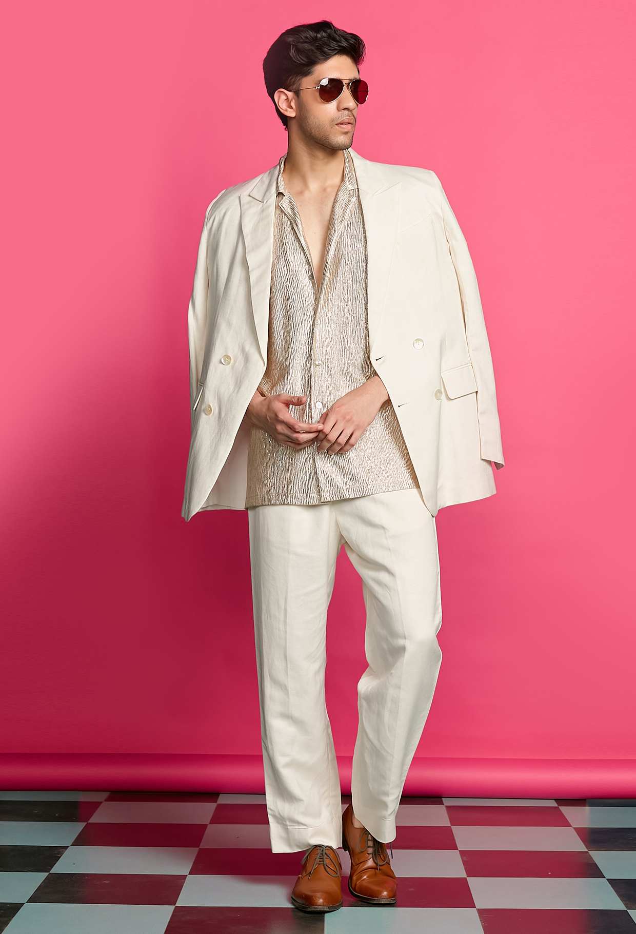 Shimmerveil Ivory Blazer Set