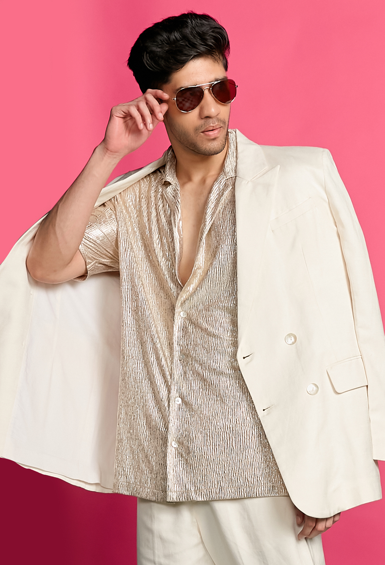 Shimmerveil Ivory Blazer Set