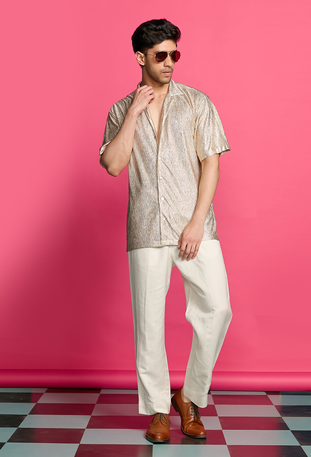 Shimmerveil Gold Crinkle Shirt