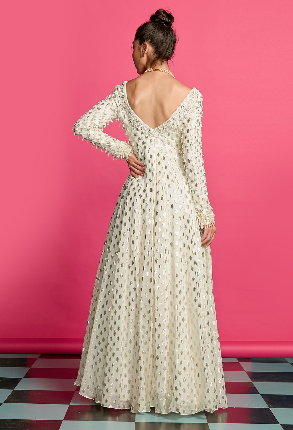 Ivory Shimmer Anarkali Set