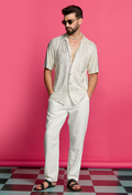 Shimmerveil Ivory And Gold Crinkle Shirt
