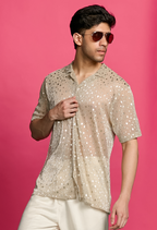 Shimmerveil Gold Polka Dotted Shirt