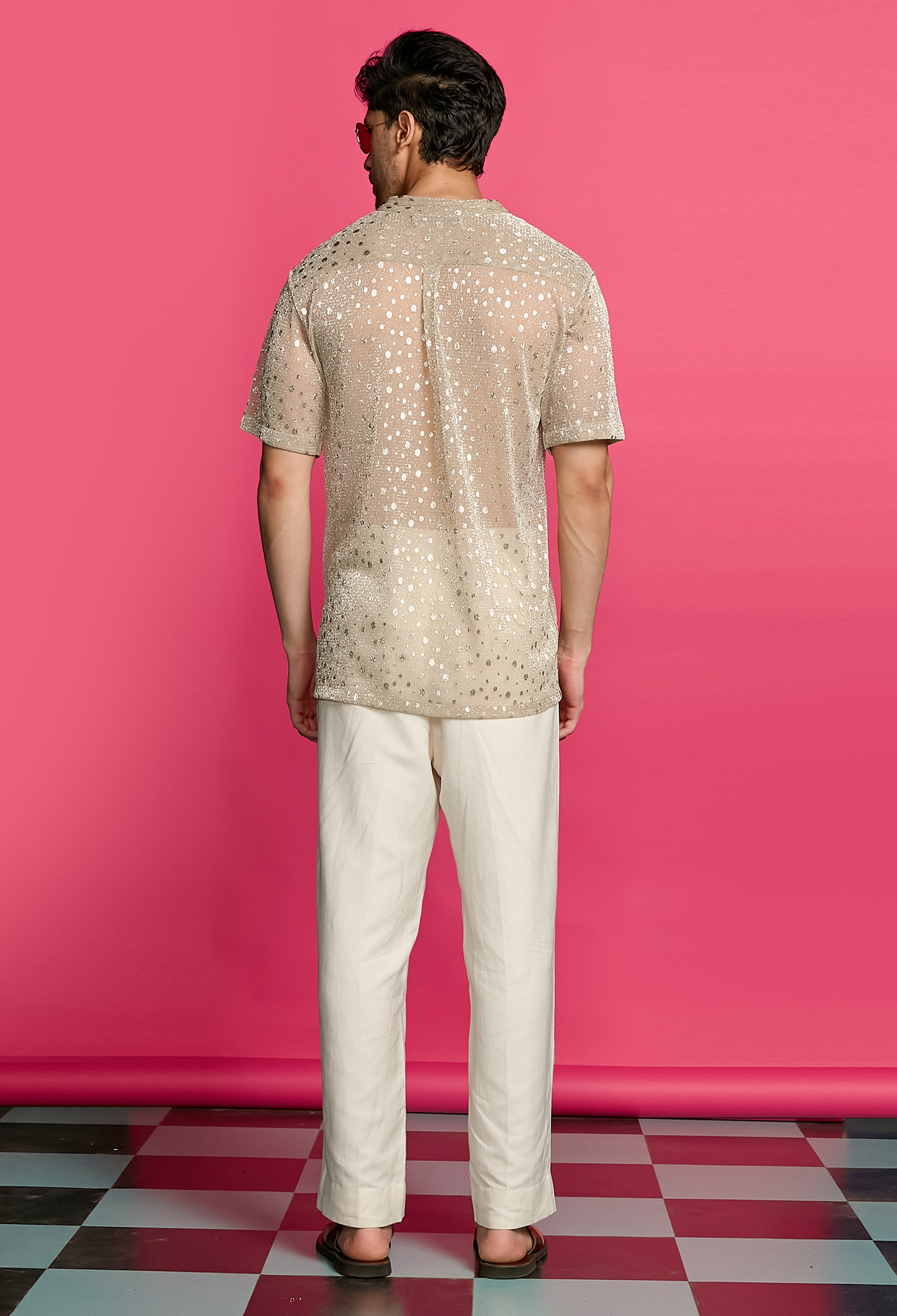 Shimmerveil Gold Polka Dotted Shirt