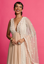 Ivory And Nude Ombre Dyed Anarkali