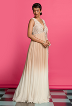 Ivory And Nude Ombre Dyed Anarkali