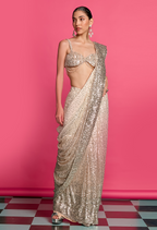 Ombre Dyed Sequins Saree Set