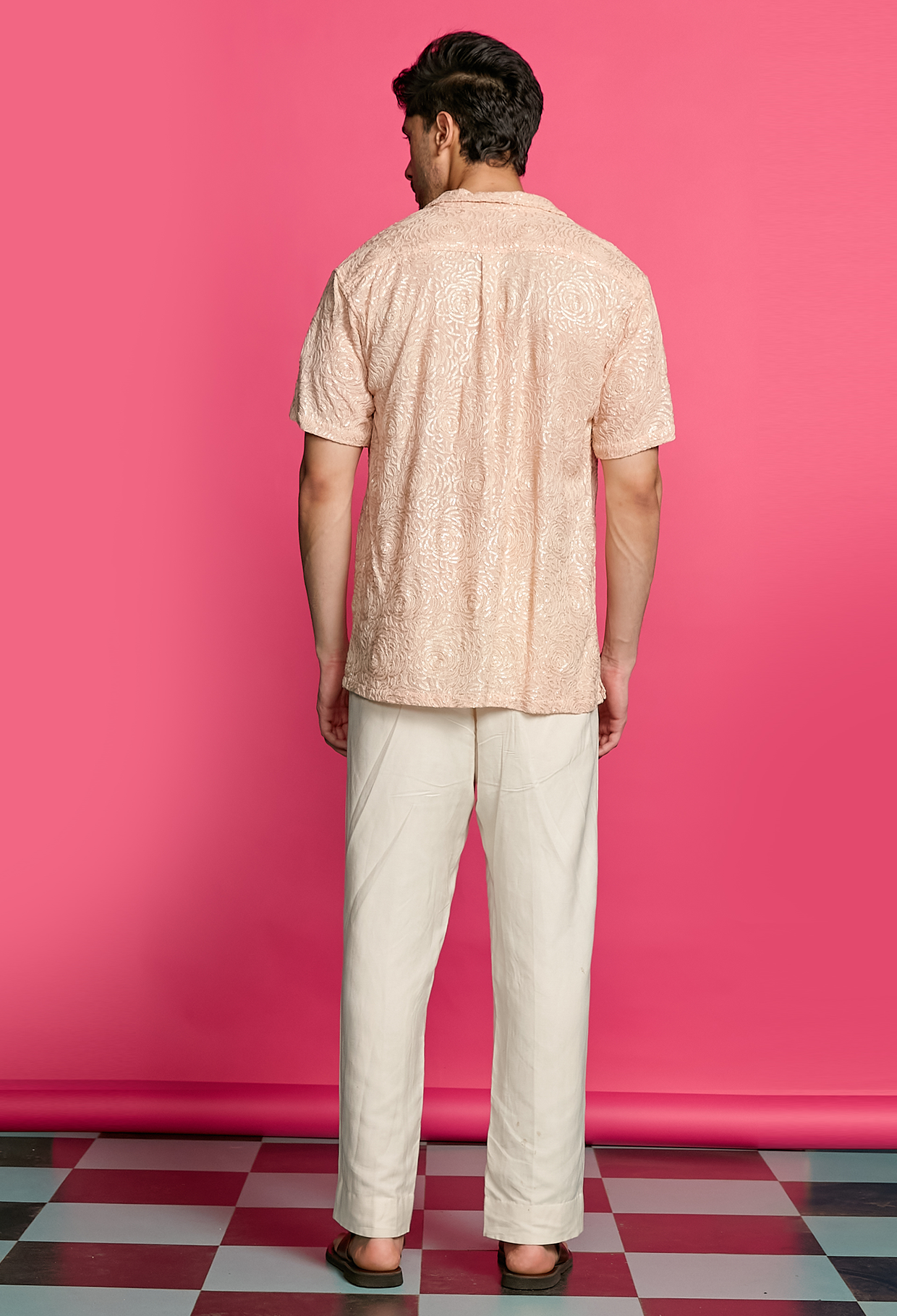 Shimmerveil Rose Pattern Peach Shirt