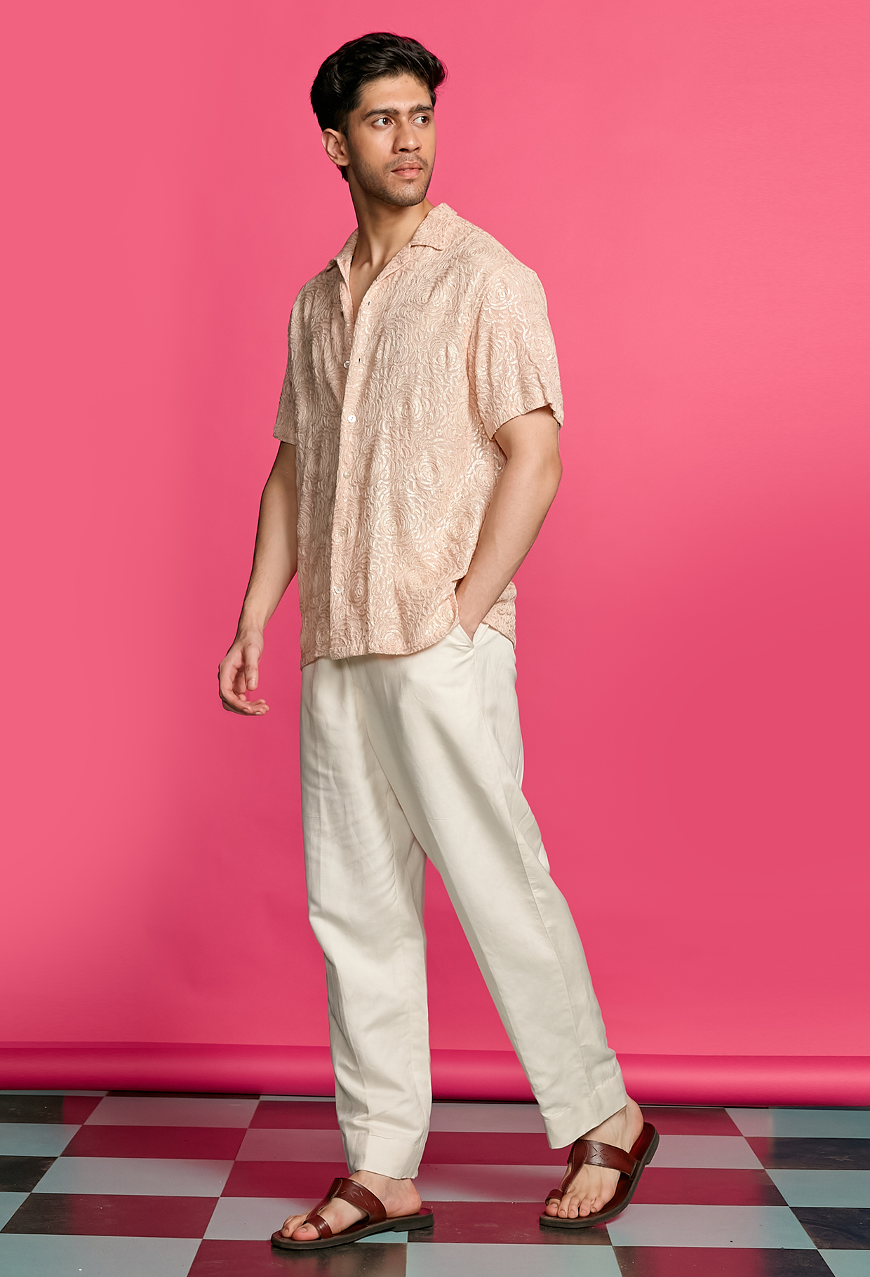 Shimmerveil Rose Pattern Peach Shirt