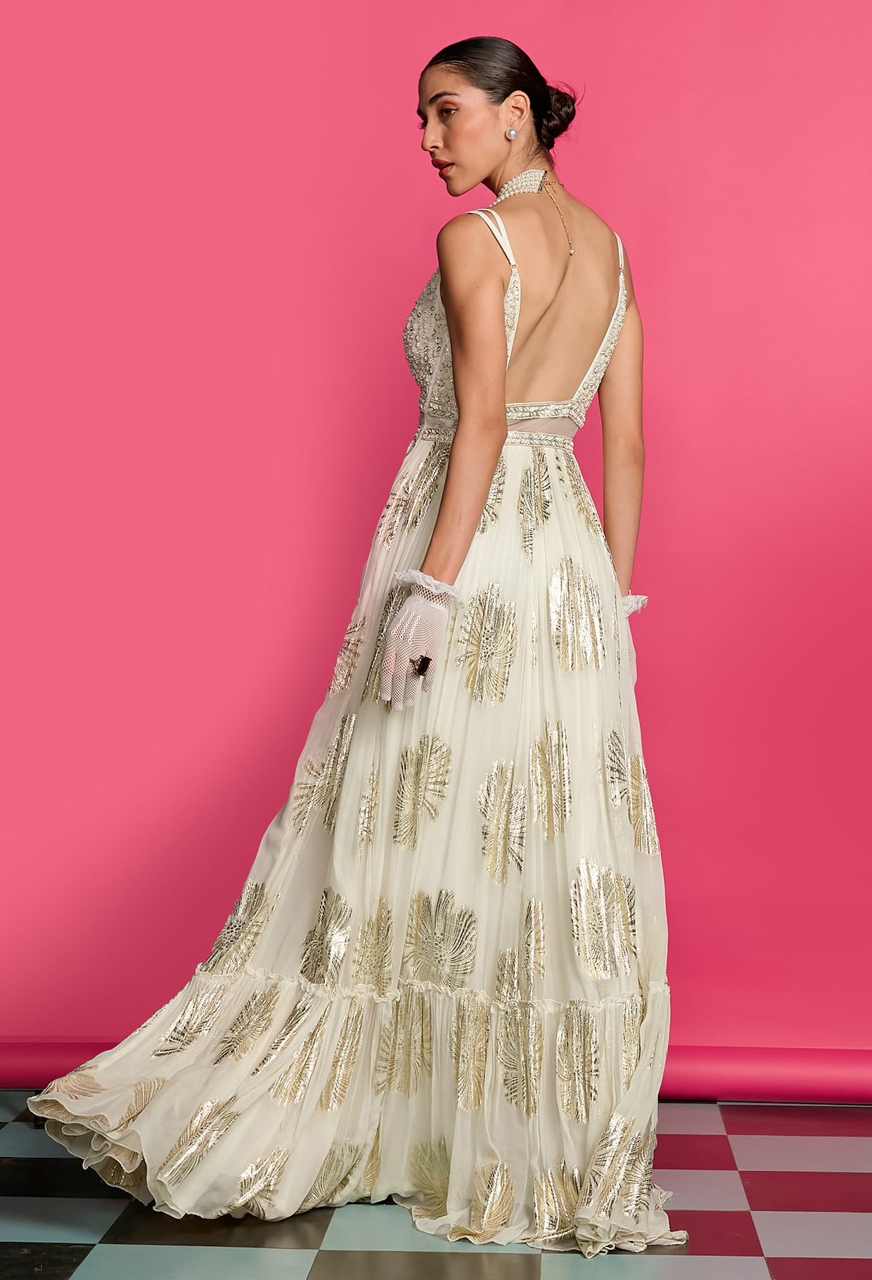 Ivory Embroidered Anarkali Gown