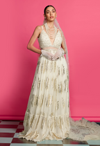 Ivory Embroidered Anarkali Gown