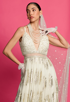 Ivory Embroidered Anarkali Gown