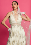 Ivory Embroidered Anarkali Gown