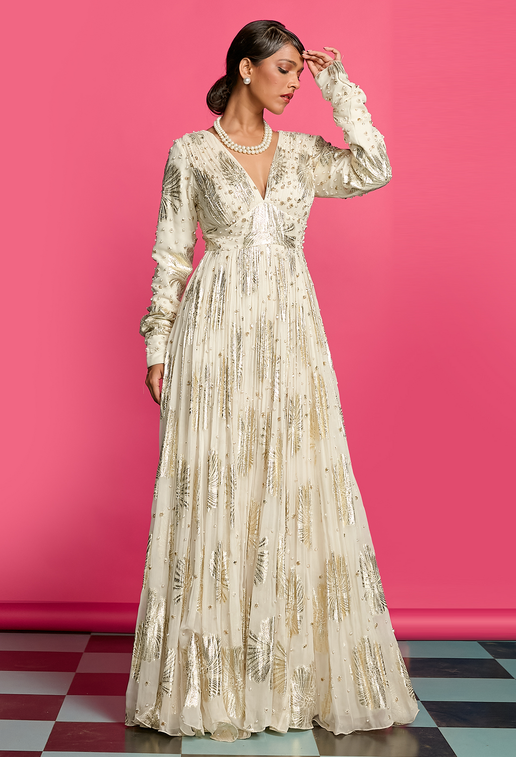 Ivory Anarkali Gown