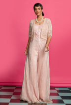 Peach Shimmer Crinkle Jumpsuit