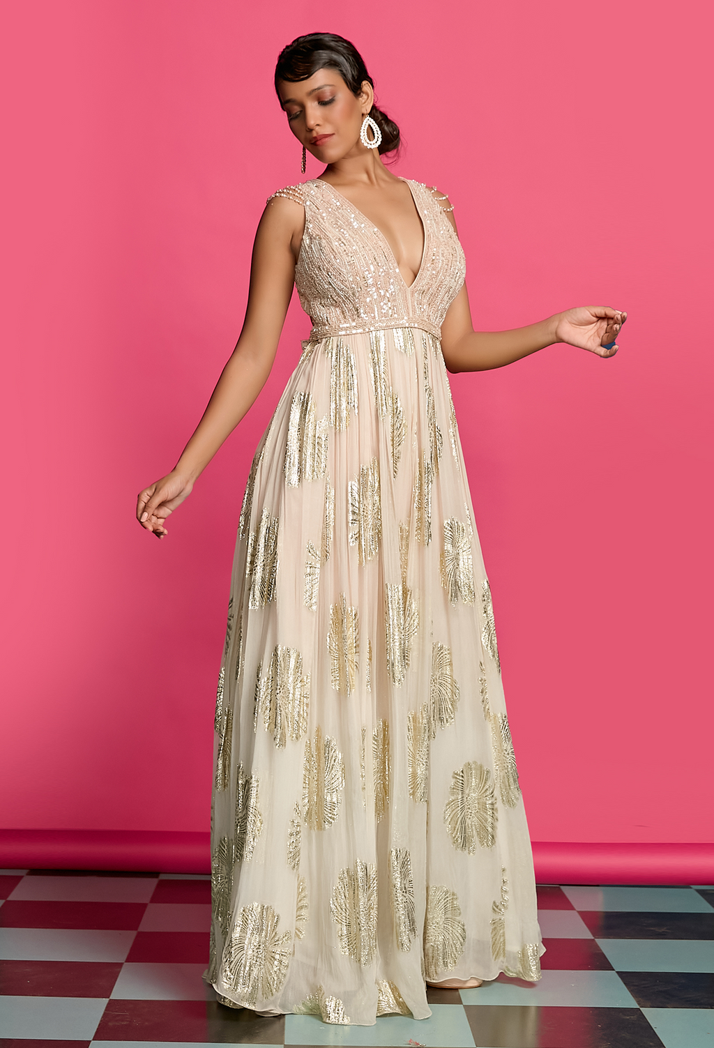 Ombre Dyed Shimmer Anarkali Set