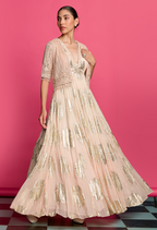 Peach Shimmer Gown Set