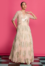 Peach Shimmer Gown Set