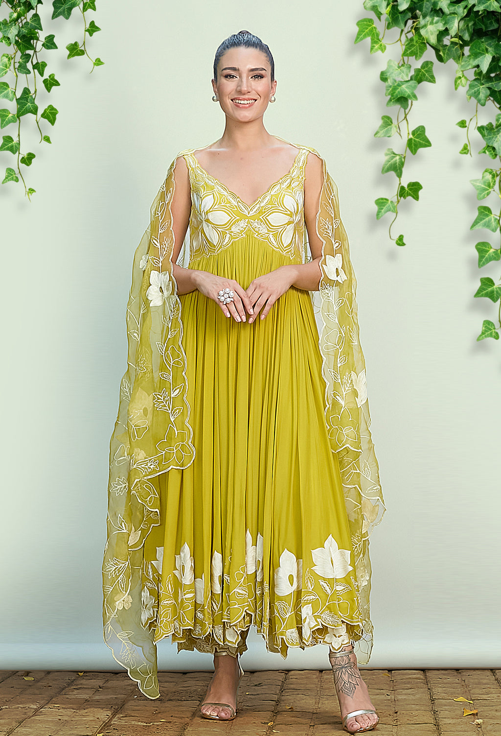 Sheen Green Anarkali Set