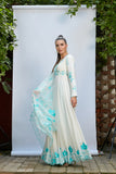 WHITE CREPE ANARKALI SET