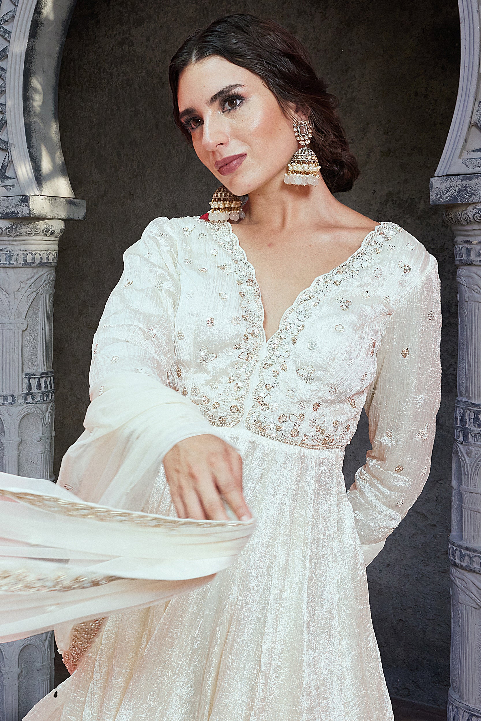 Ivory Crinkle Sharara Set