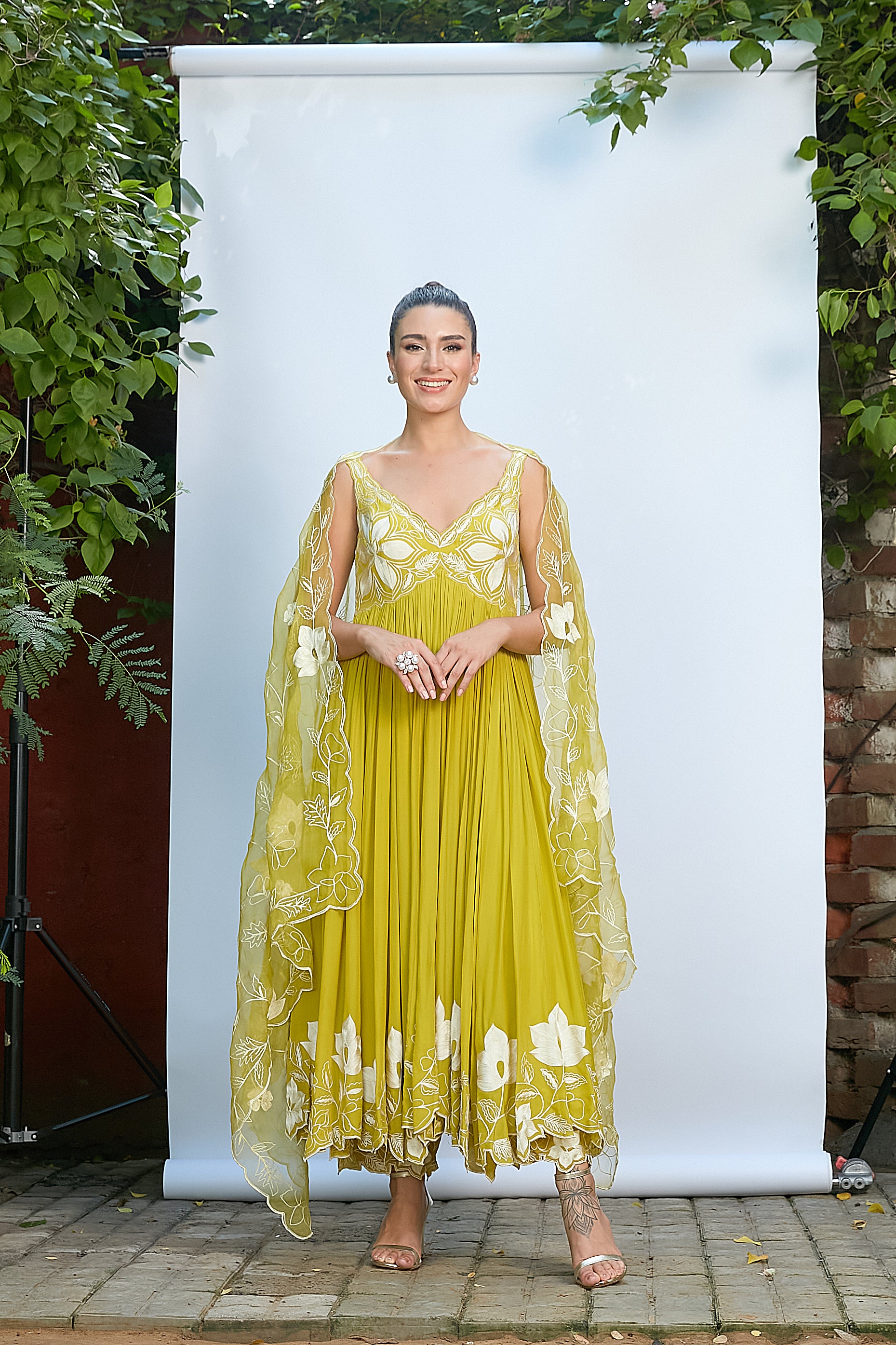 Sheen Green Anarkali Set