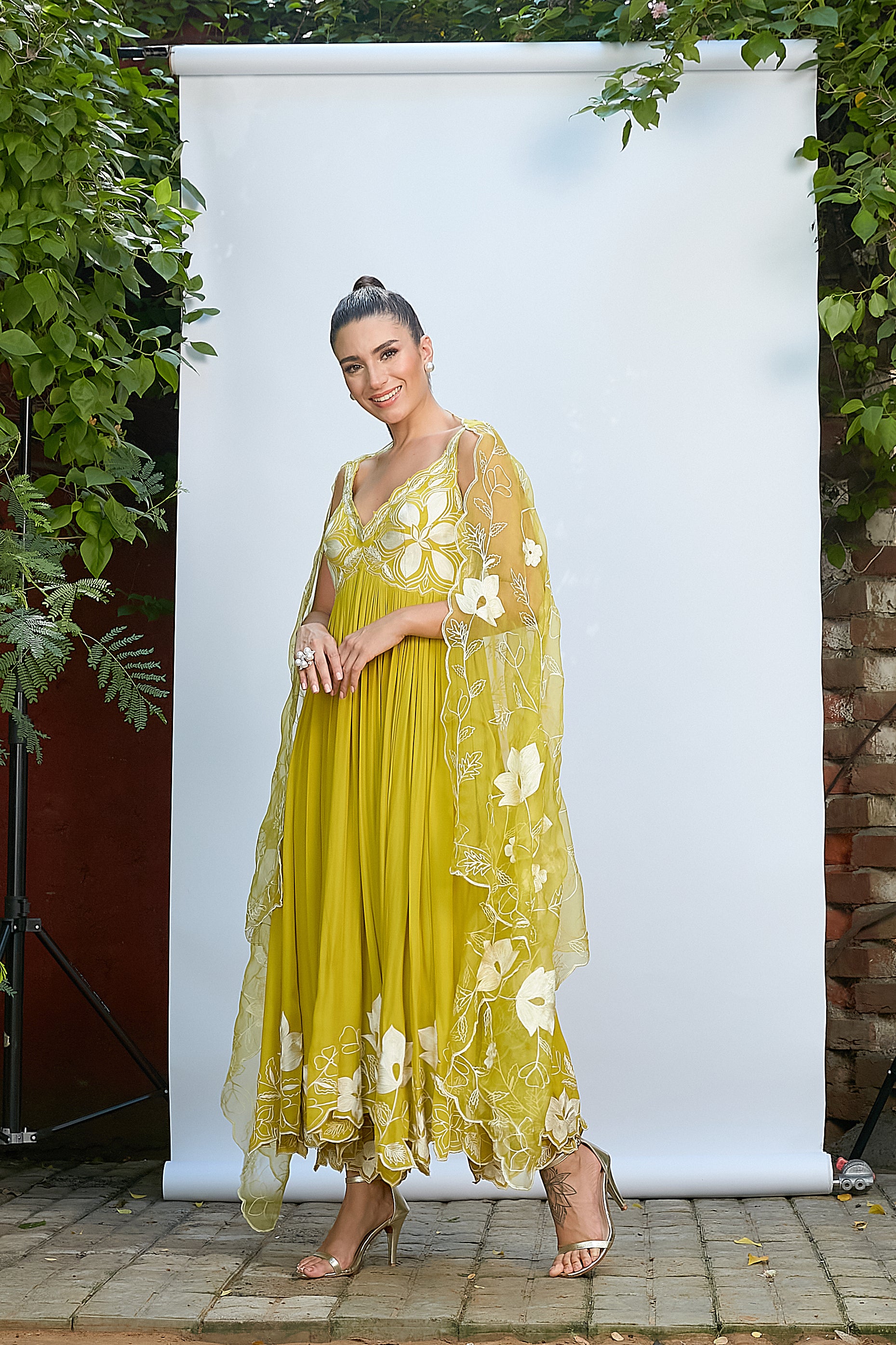 Sheen Green Anarkali Set