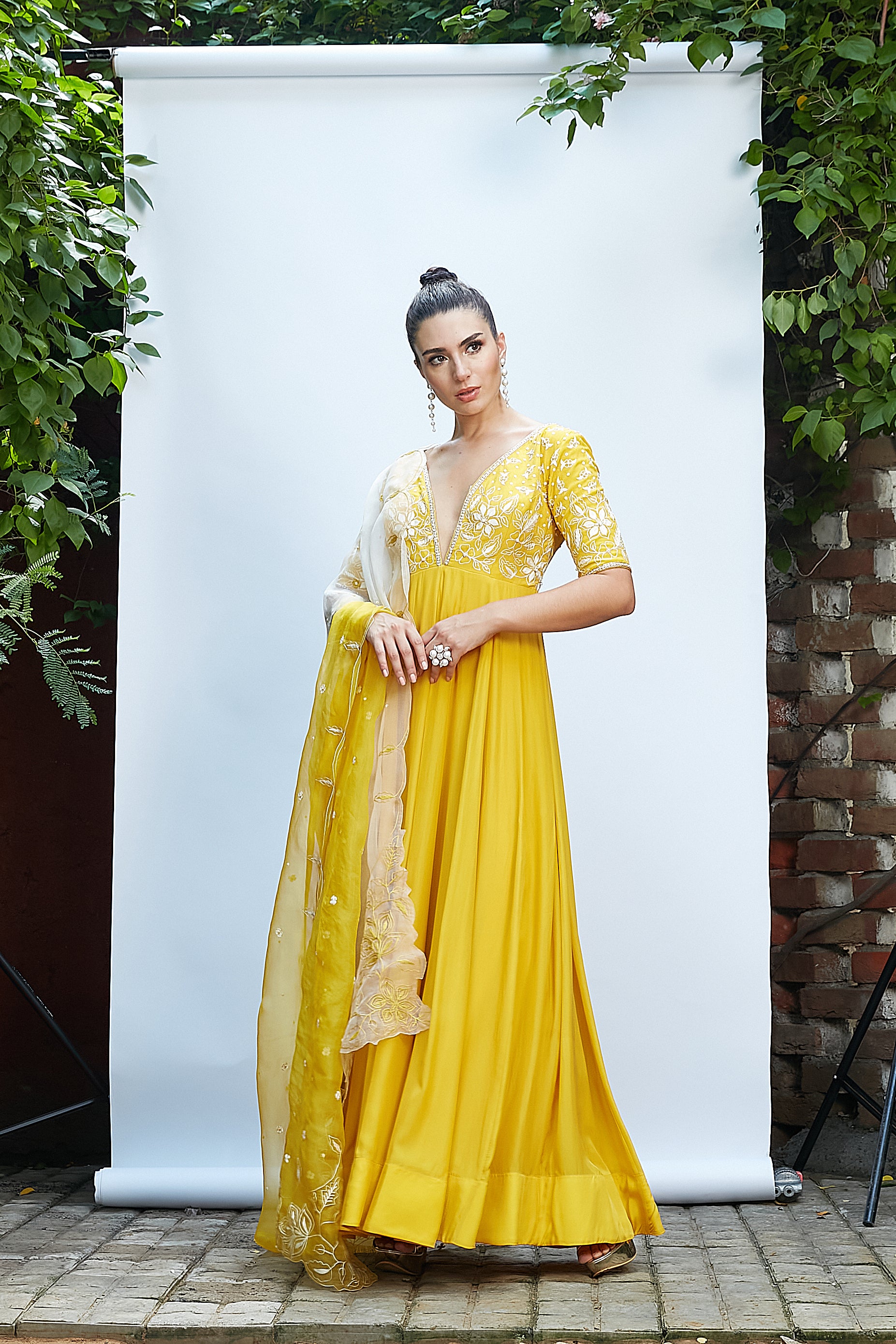 Golden Yellow Anarkali Set