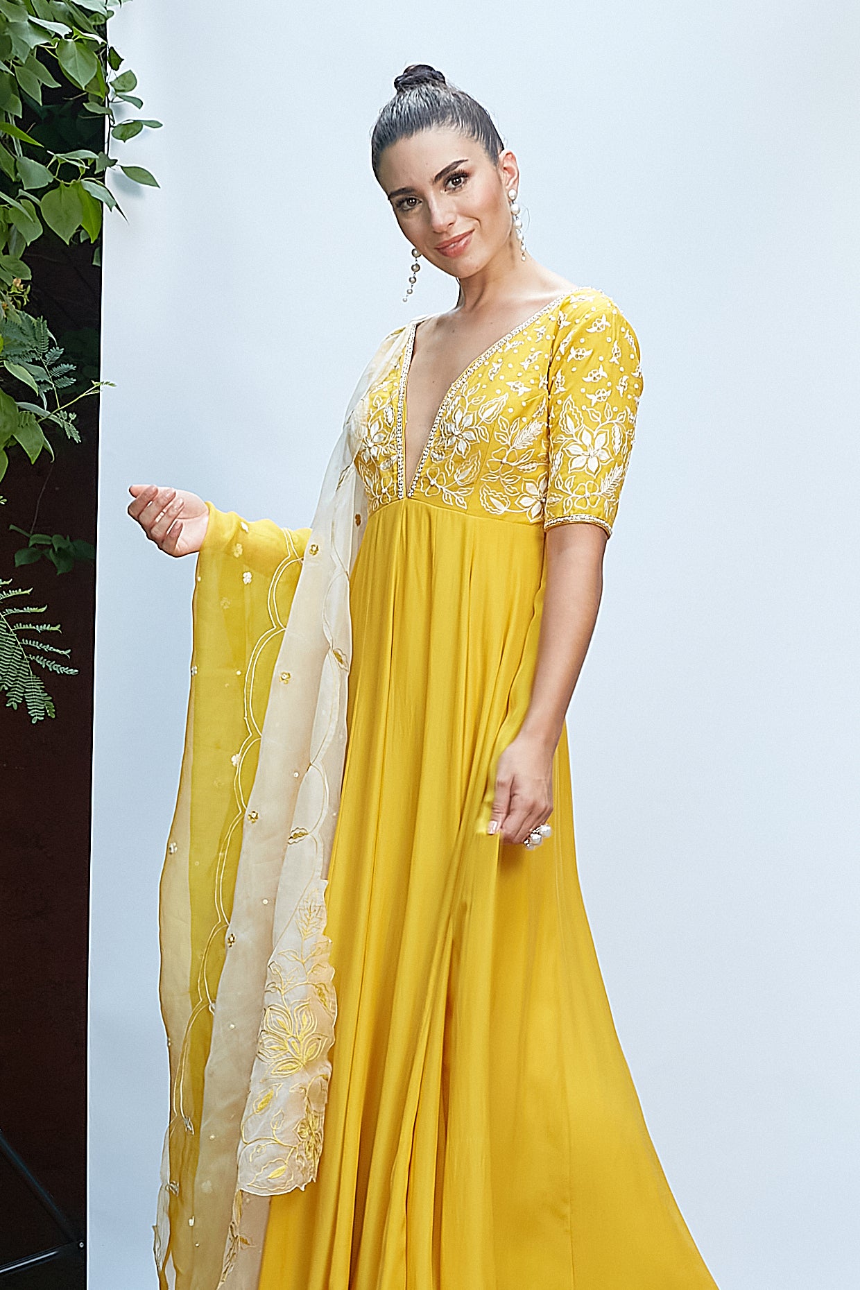 Golden Yellow Anarkali Set