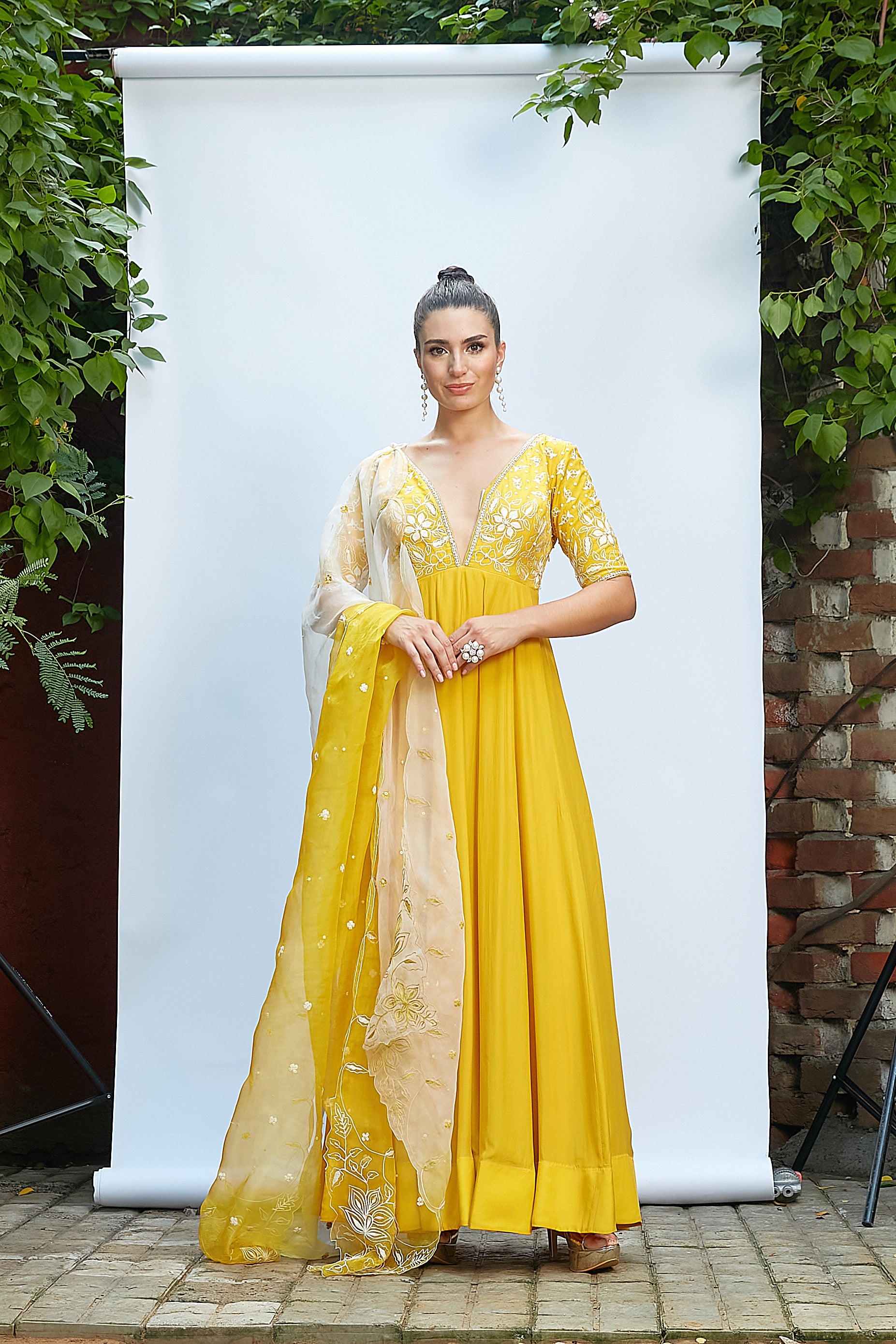 Golden Yellow Anarkali Set