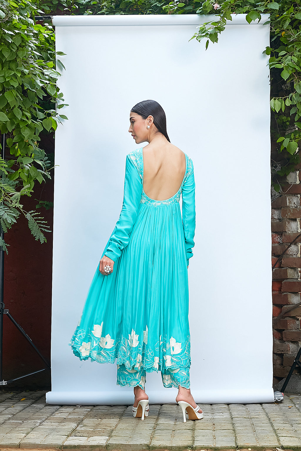 Bright Turquoise Anarkali Set