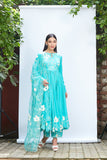 BRIGHT TURQUOISE ANARKALI SET