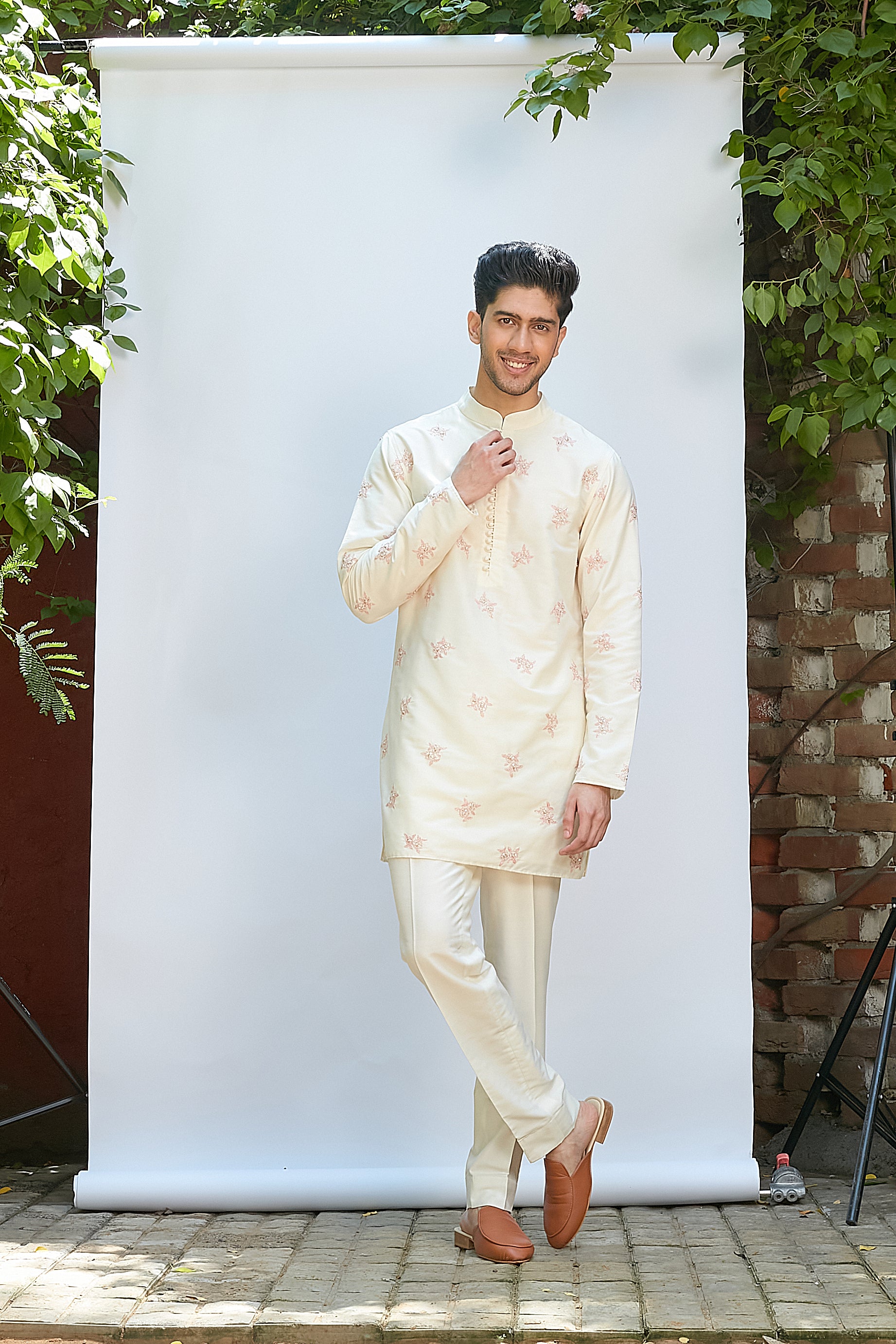 Short Embroidered Kurta Set